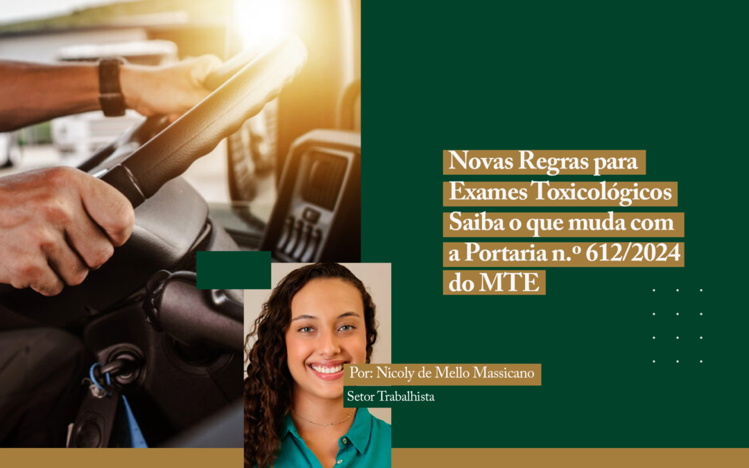 NOVAS REGRAS PARA EXAMES TOXICOLÓGICOS